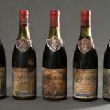 5 Flaschen 1953 Hospices de Beaune, Volnay Santenots , Rotwein, Burgund, 0,75l, ls - hs, durchgehend gute Kellerlagerung, Etiketten und Kapseln beschädigt - фото 1