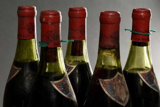 5 Flaschen 1953 Hospices de Beaune, Volnay Santenots , Rotwein, Burgund, 0,75l, ls - hs, durchgehend gute Kellerlagerung, Etiketten und Kapseln beschädigt - photo 4