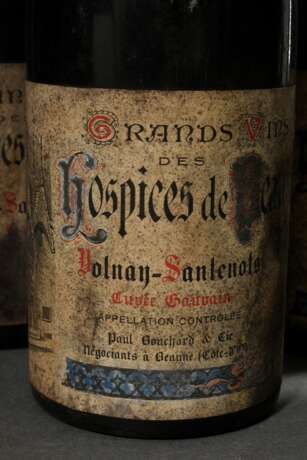 8 Flaschen 1955 Hospices de Beaune, Volnay Santenots , Rotwein, Burgund, 0,75l, ls - hs, durchgehend gute Kellerlagerung, Etiketten und Kapseln beschädigt - photo 2