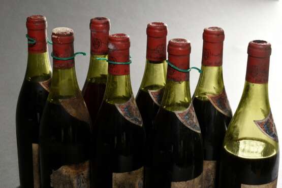 8 Flaschen 1955 Hospices de Beaune, Volnay Santenots , Rotwein, Burgund, 0,75l, ls - hs, durchgehend gute Kellerlagerung, Etiketten und Kapseln beschädigt - photo 4
