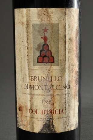 Flasche 1988 Brunello di Montalcino, Italien, Toscana, Rotwein, 0,75l, in, durchgehend gute Kellerlagerung, Etikett und Kapsel beschädigt - Foto 2