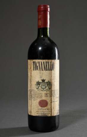 Flasche 1988 Tignanello Antinori, Italien, Toscana, Rotwein, 0,75l, ts, durchgehend gute Kellerlagerung, Etikett und Kapsel beschädigt - фото 1