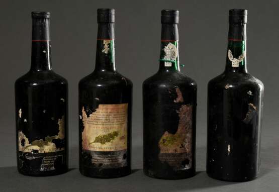 4 Flaschen Portwein, ohne Jahr, Ferreira Port, (AAF Prägung auf Glas), Tawny, Porto, rot, Abfüllung wohl in den 60er Jahre, Erzeuger Abfüllung, nummeriert, 0,75l, in, durchgehend gute Kellerlagerung, Etiketten und Kapseln beschädigt - фото 2