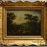 Paar Gemälde eines unbekannten Künstlers des 18.Jh. "Landschaften mit Personenstaffage", Öl/Leinwand, Prunkrahmen (kleine Defekte), 23,5x31,7cm (m.R. 40x47,5cm), Craquelé - Foto 7