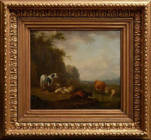 Calraet, Abraham van (1642-1722) "Herde an der Tränke", Öl/Leinwand, verso bez., Prunkrahmen, 39x46,3cm (m.R. 66x71cm) - фото 2