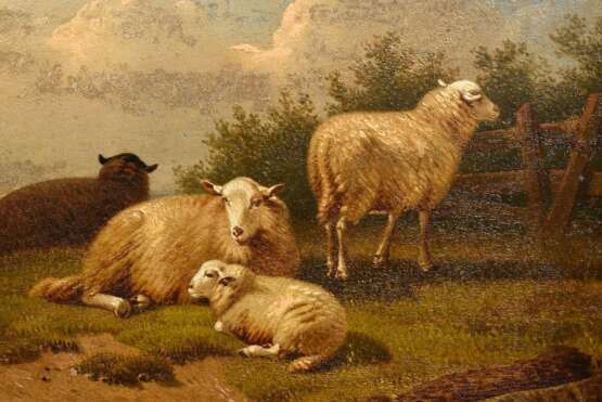 Dieghem, Joseph van (1843-1885) "Ruhende Schafe", Öl/Holz, Prunkrahmen (kleine Defekte), 23x16cm (m.R. 37x29cm), Defekte der Maloberfläche - Foto 3