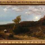 Ruths, Valentin (1825-1905) "Fuhrwerk in mondbeschienener Landschaft" 1875, Öl/Leinwand, u.r. sign./dat., Prunkrahmen (min. Defekte), 60x105,5cm (m.R. 73,5x120,5cm), Craquelé, rest. - Foto 2