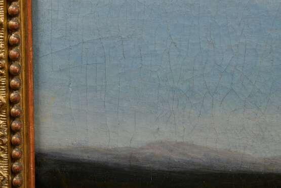 Ruths, Valentin (1825-1905) "Fuhrwerk in mondbeschienener Landschaft" 1875, Öl/Leinwand, u.r. sign./dat., Prunkrahmen (min. Defekte), 60x105,5cm (m.R. 73,5x120,5cm), Craquelé, rest. - фото 6