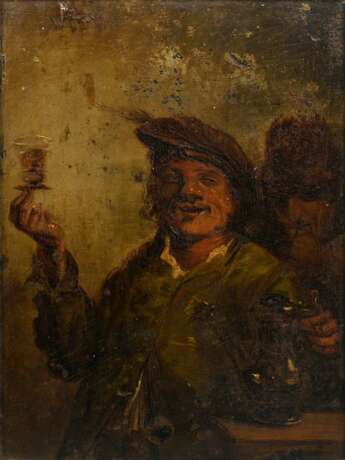 Unbekannter Künstler des 17./18Jh. "Weintrinker", in der Art von Frans Hals (1585-1666), Öl/Holz, 23x17,5cm (m.R. 26,5x21cm), Defekte der Maloberfläche, verschmutzt - фото 1