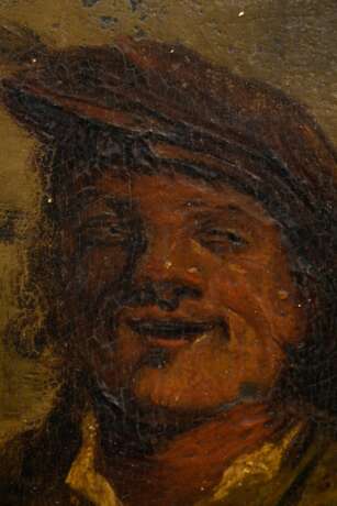 Unbekannter Künstler des 17./18Jh. "Weintrinker", in der Art von Frans Hals (1585-1666), Öl/Holz, 23x17,5cm (m.R. 26,5x21cm), Defekte der Maloberfläche, verschmutzt - Foto 3