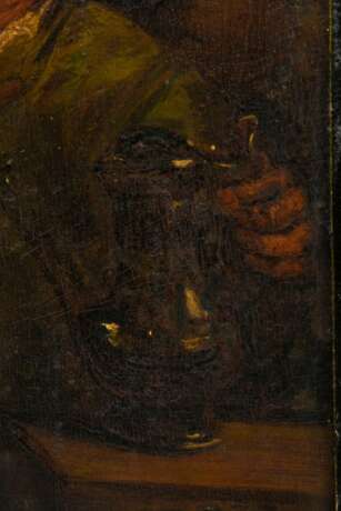 Unbekannter Künstler des 17./18Jh. "Weintrinker", in der Art von Frans Hals (1585-1666), Öl/Holz, 23x17,5cm (m.R. 26,5x21cm), Defekte der Maloberfläche, verschmutzt - Foto 5