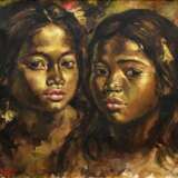 Unbekannter indonesischer Maler des 20.Jh. "Zwei balinesische Mädchen" 1973, Öl/Leinwand, sign./dat./bez. "Ubud Bali", 44,5x60cm (m.R. 53x69cm) - фото 1