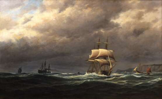 Bohnhorst, August John Paul (1849-1919) „Schiffsverkehr bei aufziehendem Sturm“, Öl/Leinwand, 85x137cm (m.R. 125,5x175cm), rest. - photo 1