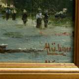Hübner, A. „Abend am Fluss“, Öl/Malpappe, u.r. 2x sign., 17,5x23,5cm (m.R. 22,3x28cm), Defekte der Maloberfläche - Foto 3