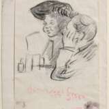 Zille, Heinrich (1858-1929) "Paar am Tisch", Kohle, auf Papier im Passepartout montiert, Signatur- und Nachlassstempel, WVZ 3293, ca. 18,5x12,2cm (m.PP. 39x27,5cm), Defekte, Altersspuren - Foto 1