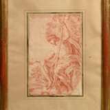 Unbekannter Künstler des 18.Jh. "Johannes der Täufer", Rötel, vergoldete breite Leiste, 37,8x24,3cm (m.R. 64x51,5cm), leicht fleckig, Randdefekte - Foto 2
