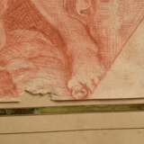 Unbekannter Künstler des 18.Jh. "Johannes der Täufer", Rötel, vergoldete breite Leiste, 37,8x24,3cm (m.R. 64x51,5cm), leicht fleckig, Randdefekte - Foto 3