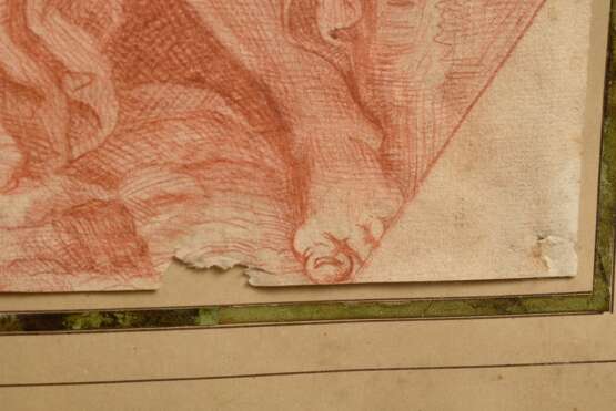 Unbekannter Künstler des 18.Jh. "Johannes der Täufer", Rötel, vergoldete breite Leiste, 37,8x24,3cm (m.R. 64x51,5cm), leicht fleckig, Randdefekte - photo 3