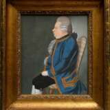 Unbekannter Künstler um 1770 "Herrenportrait sitzend im Profil mit Perücke", Gouache/Aquarell, vergoldeter Rahmen mit breiter Hohlkehle, 28,5x25,5cm (m.R. 39,3x35,3cm), kleine Defekte der Maloberfläche - Foto 2