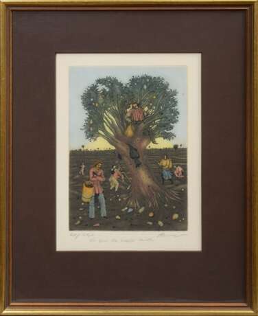 Brauer, Arik (1929-2021) „Ein Baum für vielerlei Früchte“, Farbradierung, 60/250, u. sign./betit./num., schmale Berliner Leiste, PM 34,3x23cm (m.R. 65x50cm), min. fleckig - photo 2
