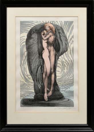 Fuchs, Ernst (1930-2015) "Genesis", Farblithographie, e.a., u. sign./bez., PM 50,2x32,4cm (m.R. 76,8x56,5cm), Blatt leicht wellig und fleckig - Foto 2