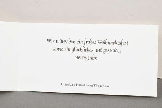 Theuerjahr, Heinz (1913-1991) "Oryxantilope", Holzschnitt, u. Stempelsign./bez., Teil einer Weihnachtskarte, PM 16,3x7,1cm, BM 10,5x21cm - Foto 4