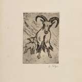 Telge, Clara (1870-1947) "Ziegenbock mit Zicklein", Radierung, u.r. sign., PM 16,3x11,4cm, BM 34x26,2cm, leicht fleckig, verso Montagereste - фото 2