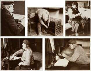 5 Schorer, Joseph (1894-1946) &quot;Seemänner, Armenheim&quot;, Fotografien auf Karton montiert, je bez., verso gestempelt und Klebeetikett, 17,8x12,7cm (35x25cm), leichte Altersspuren