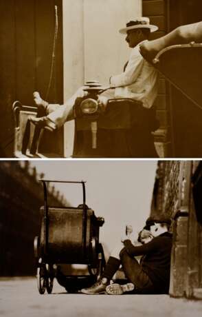 2 Thalemann, Else (1901-1985) "Reiseimpressionen, Warten", Fotografien auf Karton montiert, verso bez. und gestempelt, Freundeskreis Ernst Fuhrmann, Folkwang Verlag, 21,2x27cm (42,5x53,5cm), leichte Lagerungsspuren - фото 1