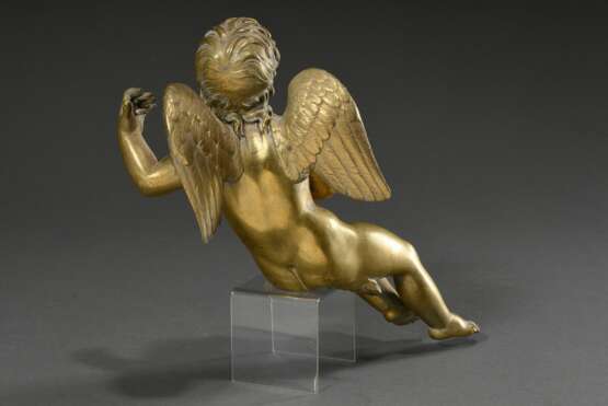Großer Empire Engel, feuervergoldete Bronze, Frankreich Anfang 19.Jh., H. 31cm, Attribut verloren, leichte Alters- und Gebrauchsspuren - Foto 4