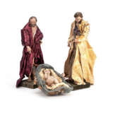 Neapolitanische Krippenfiguren, Maria, Josef und Jesu Christi in einer Krippe - photo 1