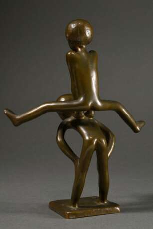Unbekannter Künstler des 20.Jh. "Jungen beim Bocksprung", Bronze patiniert, ungedeutetes Signet auf und unter der Plinthe, H. 26cm, leichte Altersspuren - photo 3