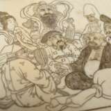 4 Diverse ostasiatische Elfenbein Objekte, um 1900/1920: japanische Deckeldose mit feiner Gravur "Sieben Glücksgötter" (3,5x8x7cm), chinesischer Siegelstempel und kleine Handstütze "Landschaft mit lupenfeinen Gedichten" (H. 4,2… - photo 6