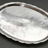 Ovales chinesisches Silber Tablett "Pflanzen", Silber, 504g, 30,8x22cm - Foto 2