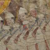 3 Diverse Stoffmalereien "Buddhistische Legenden" und "Prozession mit Militärparade", Gouache/Stoff, Thailand Anfang 20.Jh., 84x77/84x71/59x48cm, sehr defekt - photo 8