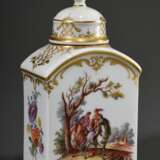 Meissen Teedose mit polychromer Malerei „Reiterszenen“ und ornamentaler Goldstaffage, 20.Jh., Modellnr.: (...)801, Malernr.: 80, H. 14cm - photo 2