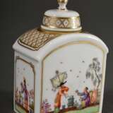 Kleine Meissen Teedose mit polychromer Bemalung „Chinoiserien“ und Goldstaffage, 20.Jh., Modelnr.: 52860, 9,5x6x4cm - photo 2