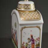 Kleine Meissen Teedose mit polychromer Bemalung „Chinoiserien“ und Goldstaffage, 20.Jh., Modelnr.: 52860, 9,5x6x4cm - photo 3