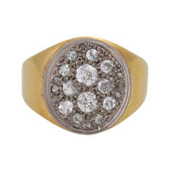 Ring mit Altschliffdiamanten und Diamantrosen, zusammen ca. 1 ct,