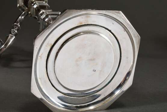 Fünfarmige Girandole auf oktogonalem Fuß in alter Façon, Silber 800 gefüllt, H. 41cm - Foto 4