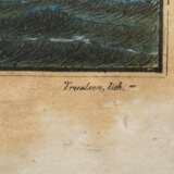 Truelsen, Mathias Jacob T. (1836-1900) Kapitänsbild "'Ellen' af Apenrade fört af Capt. Lindenhagen", color. Lithographie, weiß gehöht, u.r. i. Stein sign./bez., u. bez., 23x28,5cm (m.R. 44,2x49,3cm), div. Defekte - фото 3