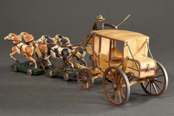 17 Elastolin Figuren "Wilder Western", u.a.: 2 Planwagen (Zwei- und Vierspänner), 4 Cowboys, 5 Indianer, Tipi, Lagerfeuer, Marterpfahl, bespielt - фото 3