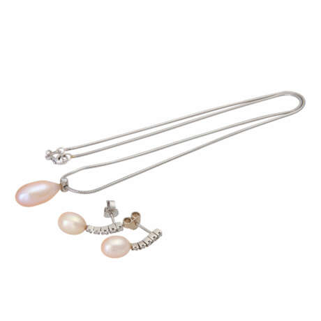 Set Collier und Ohrringe mit Perlen und Brillanten - Foto 1