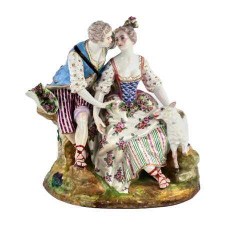 Composition en porcelaine de Meissen Couple amoureux Porzellan Klassizismus 22 - Foto 1