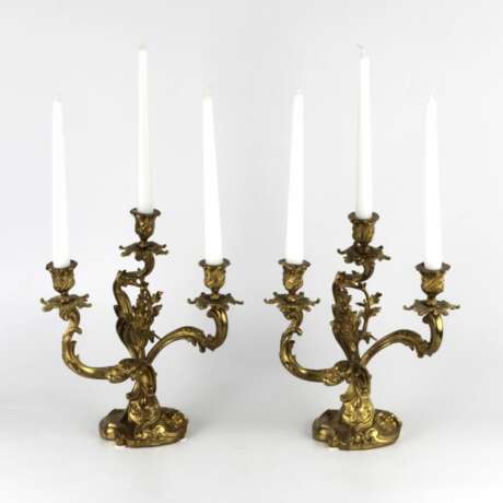 Paire de candelabres rocaille en bronze dore. Gilded bronze Rococo 30 - photo 5