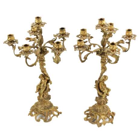 Paire de candelabres en bronze dore. XIXe si&egrave;cle Vergoldung 54 - Foto 4
