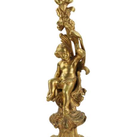 Paire de candelabres en bronze dore. XIXe si&egrave;cle Vergoldung 54 - Foto 5