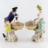 Une paire de bols &agrave; bonbons en porcelaine KPM. Vigneron et Jardinier. Polychrome painting Rococo 21 г. - фото 3