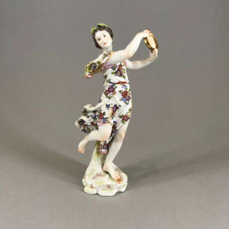 Girl with a tambourine. OSWALD LORENZ Polychrome painting Klassizismus 22 - Foto 1