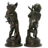 Une paire de sculptures satiriques Jouer aux Cupids Patinated metal Rococo 28 г. - фото 2